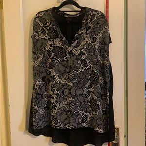 Worthington dressy floral black and white tank 3X